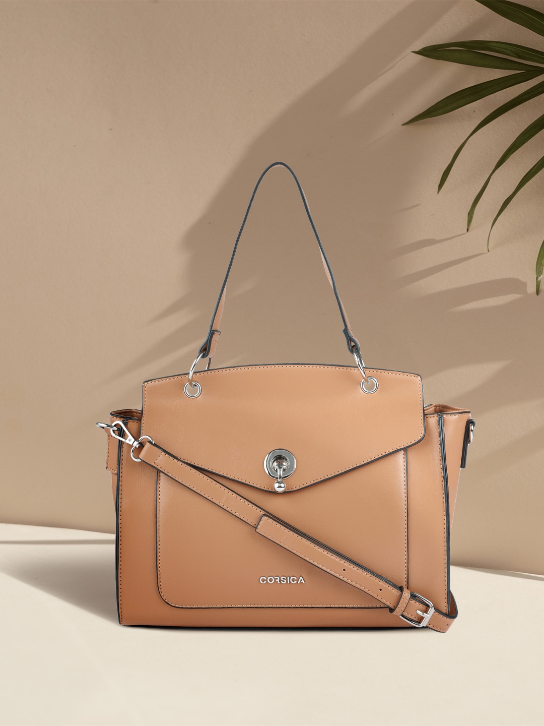 

CORSICA Beige Structured Sling Bag
