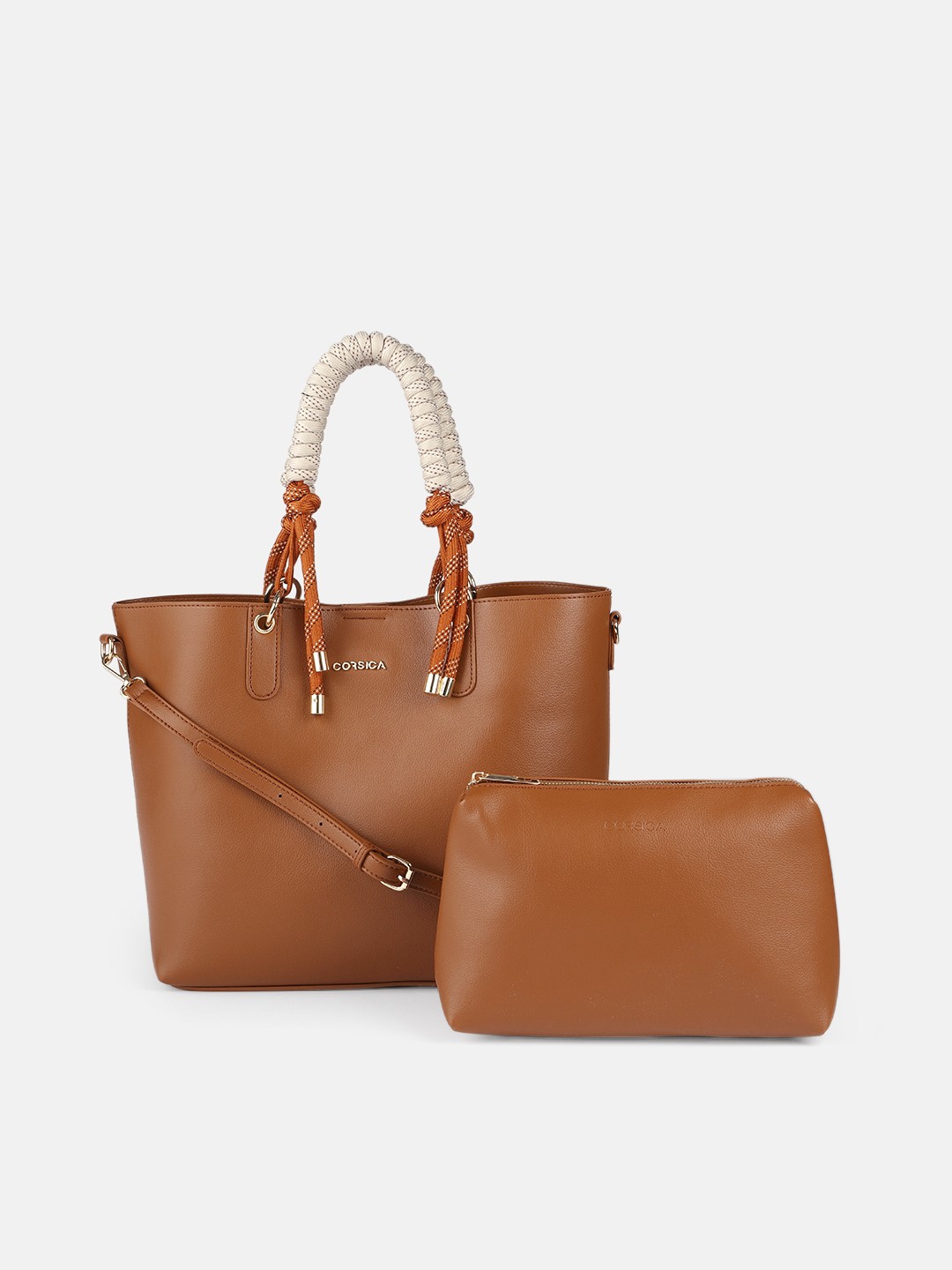 

CORSICA Brown Structured Tote Bag