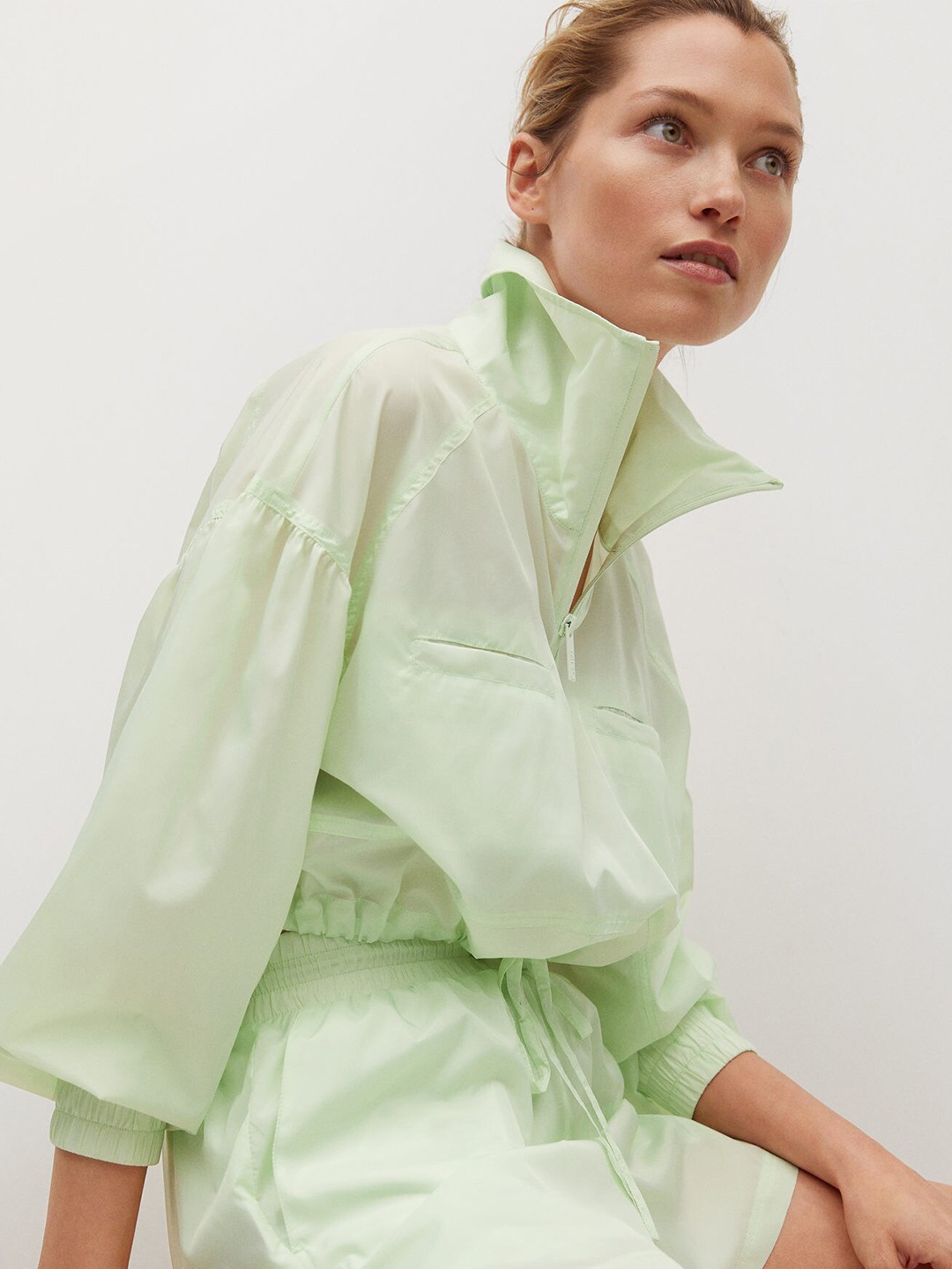 

MANGO Women Green Solid Sweatshirt
