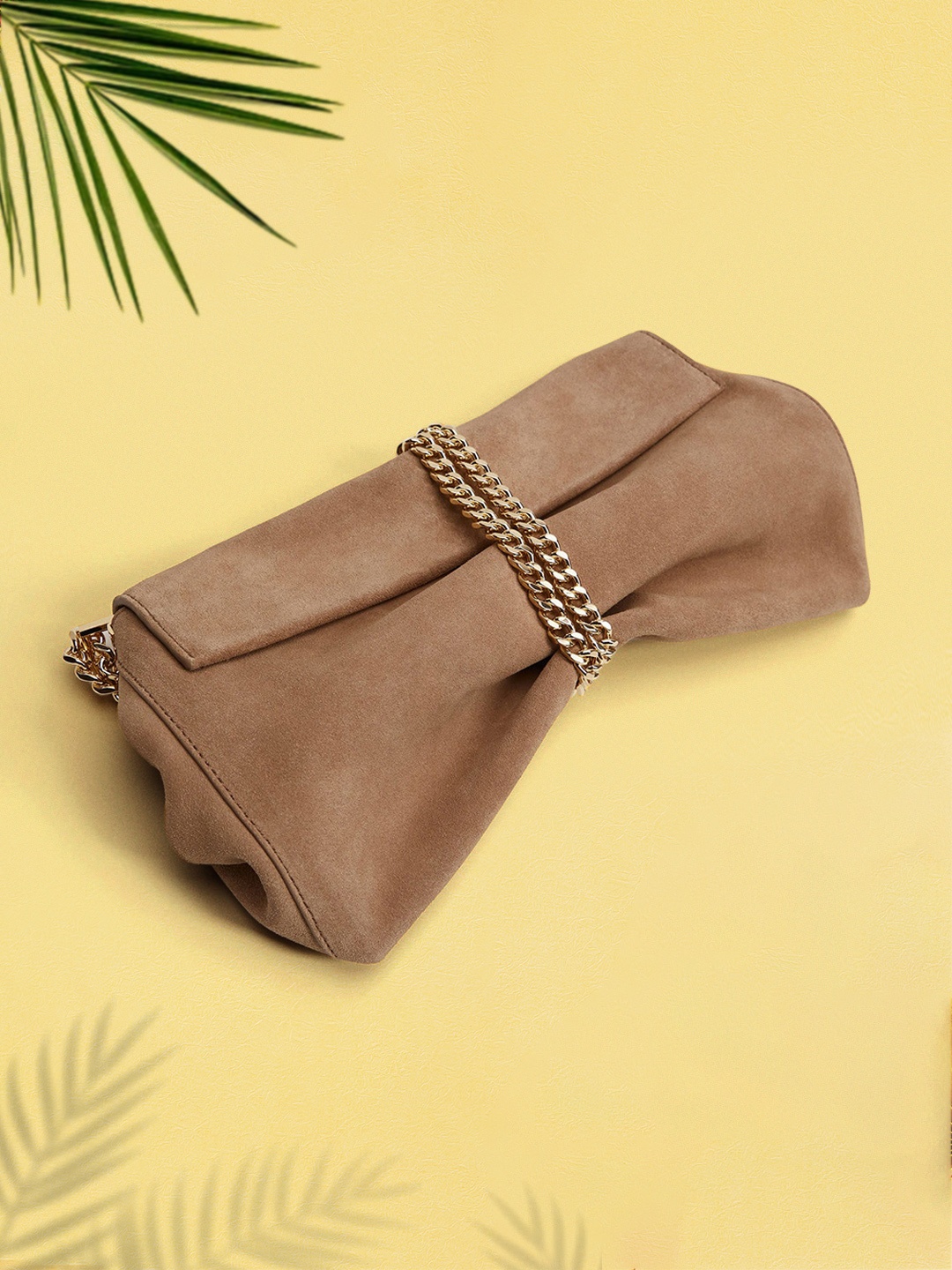 

MANGO Beige Solid Leather Structured Shoulder Bag