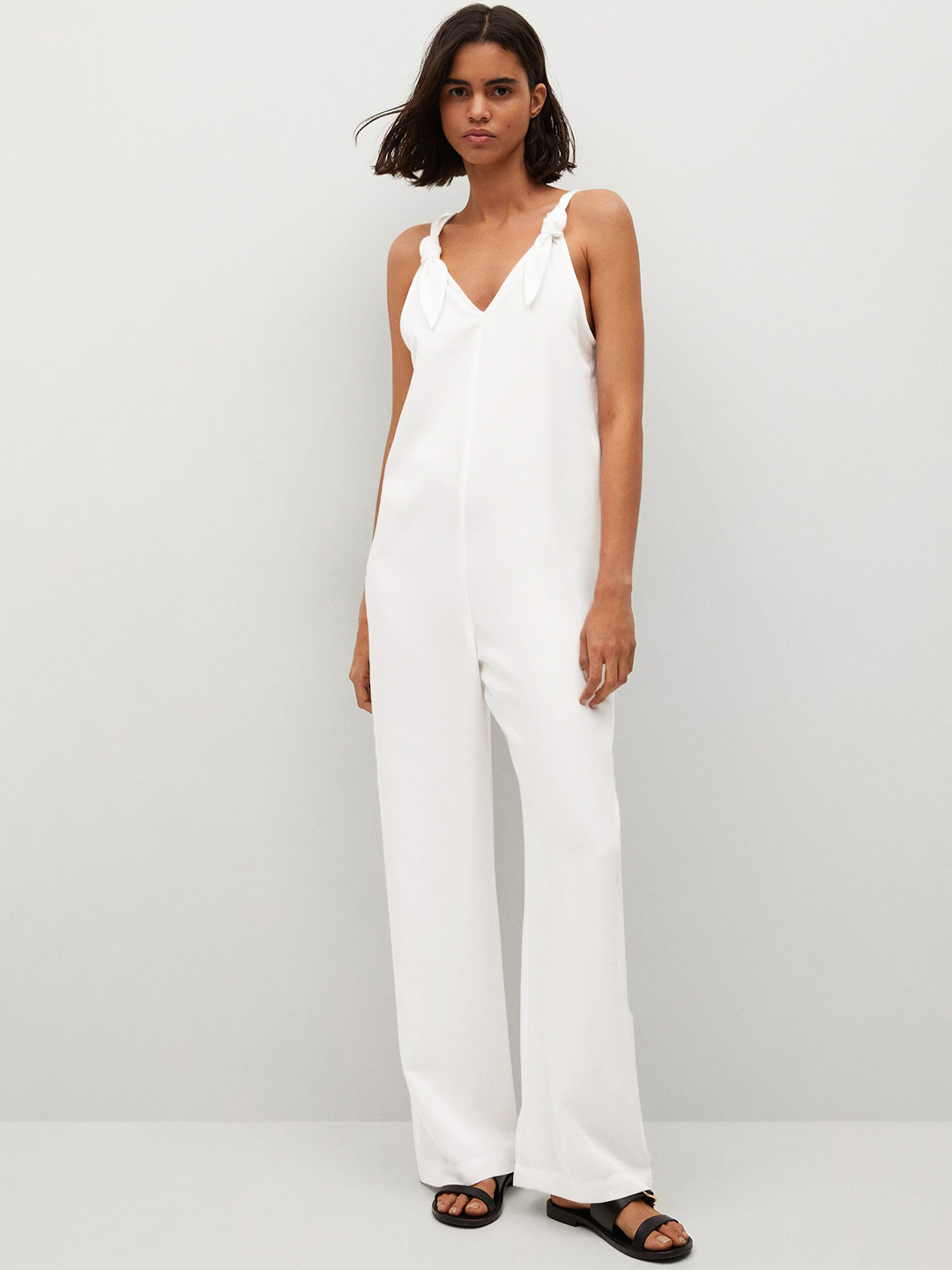 

MANGO White Basic Jumpsuit