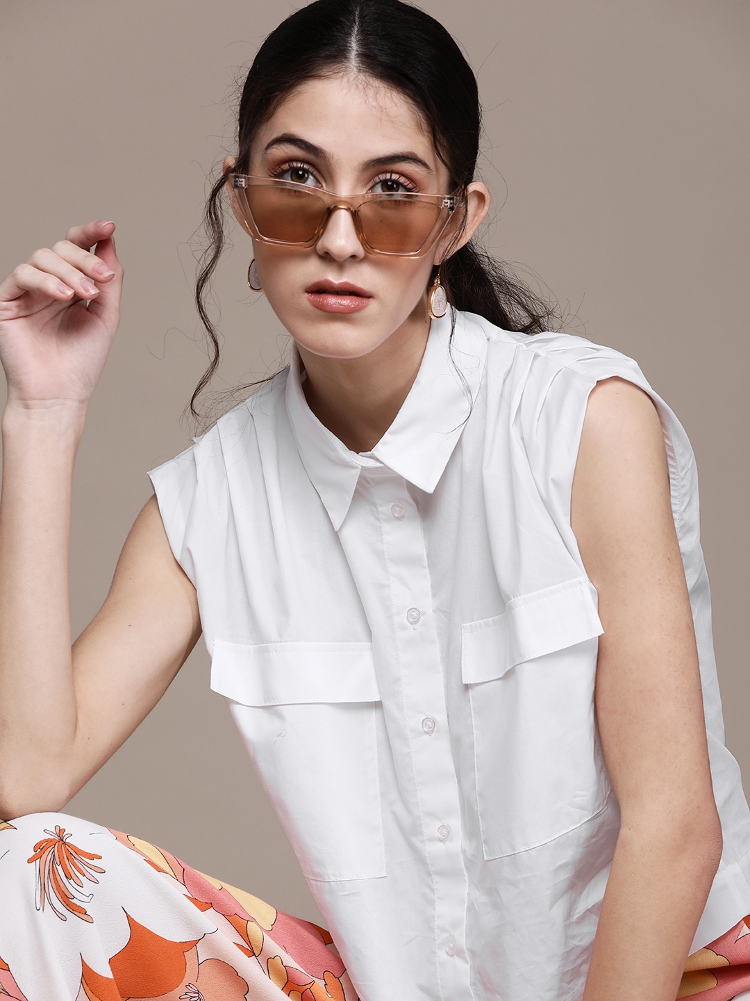

MANGO Women White Sustainable Cotton Solid Casual Shirt