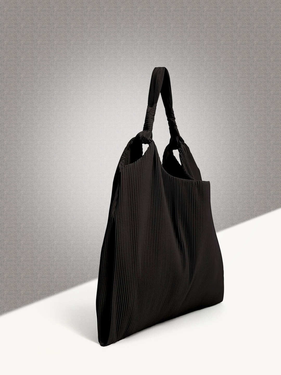 

MANGO Black Pleated Structured Shoulder Bag