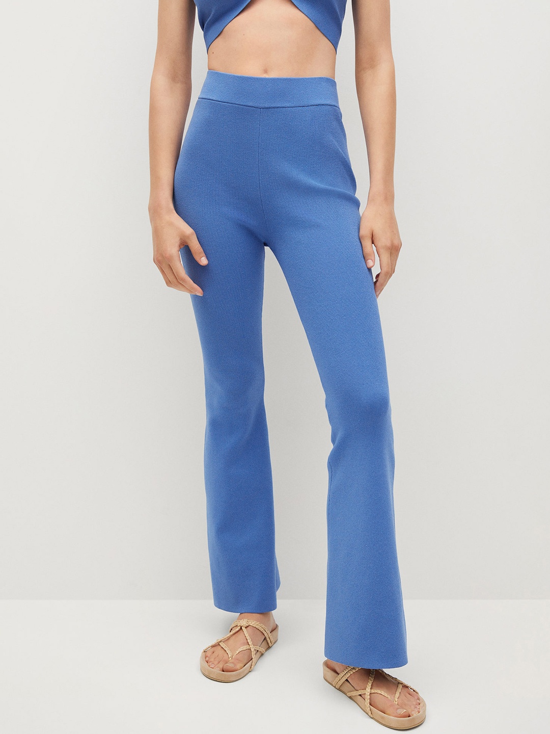 

MANGO Women Blue High-Rise Solid Bootcut Trousers