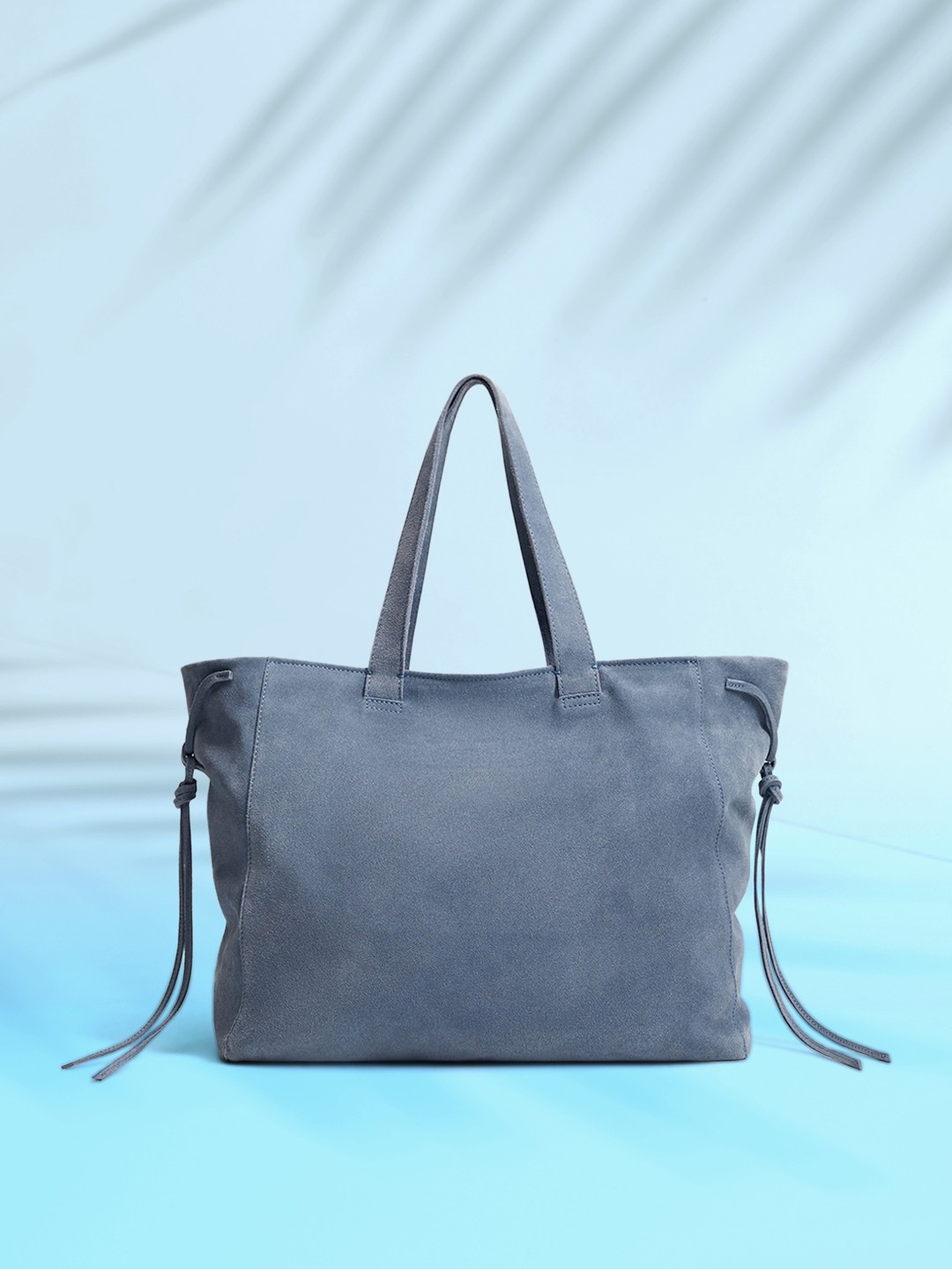 

MANGO Blue Bovine Leather Structured Shoulder Bag