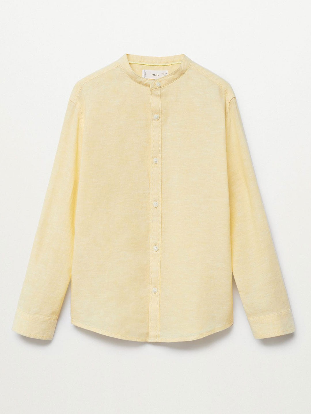

Mango Kids Boys Yellow Solid Sustainable Linen Blend Casual Shirt
