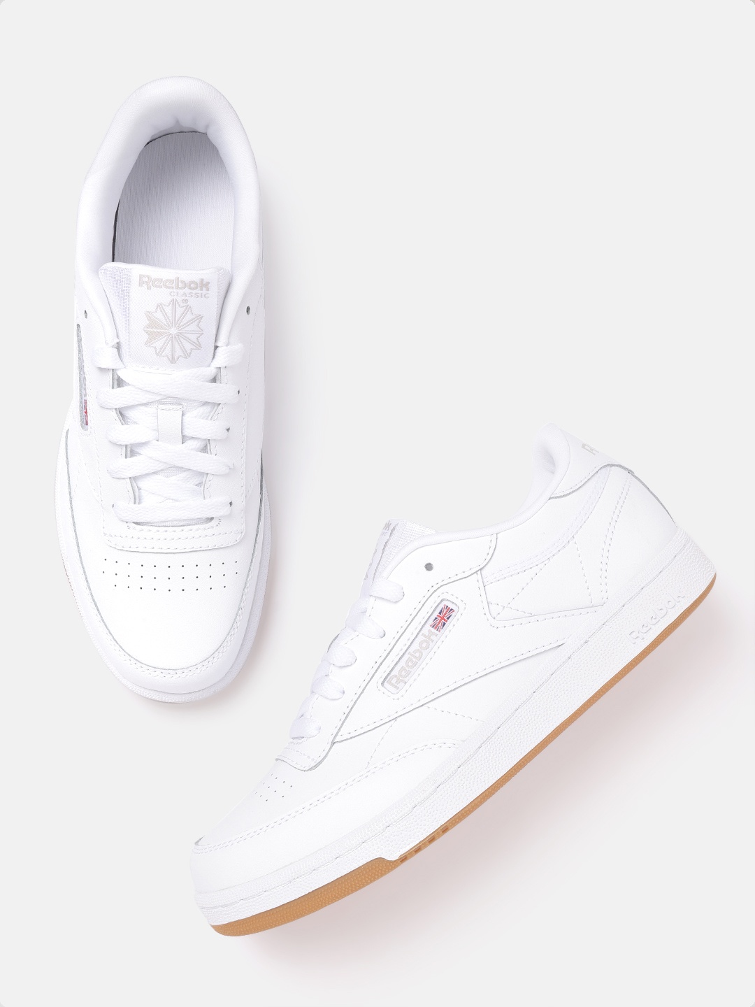 

Reebok Classic Boys White Solid Leather Club C Sneakers