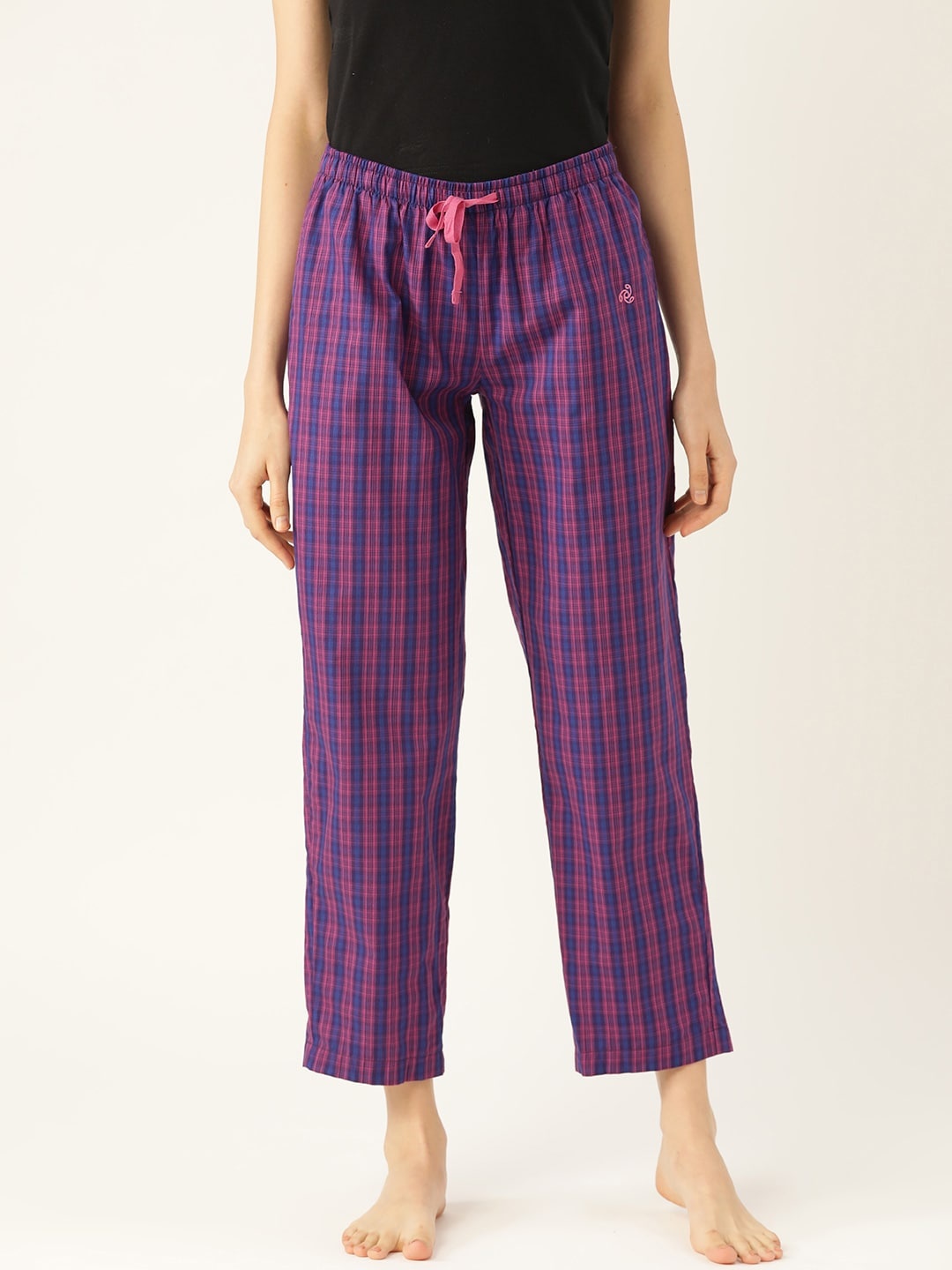 

Jockey Women Purple & Pink Checked Relaxed Fit Lounge Pants