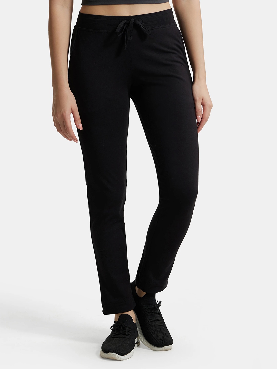 

Jockey Super Combed Cotton Stretch Slim Fit Trackpants -1301, Black