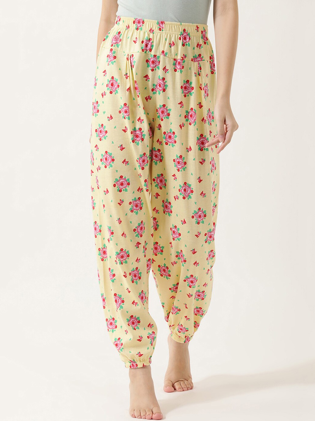 

V2 Value & Variety Women Yellow & Pink Printed Cotton Harem Pants
