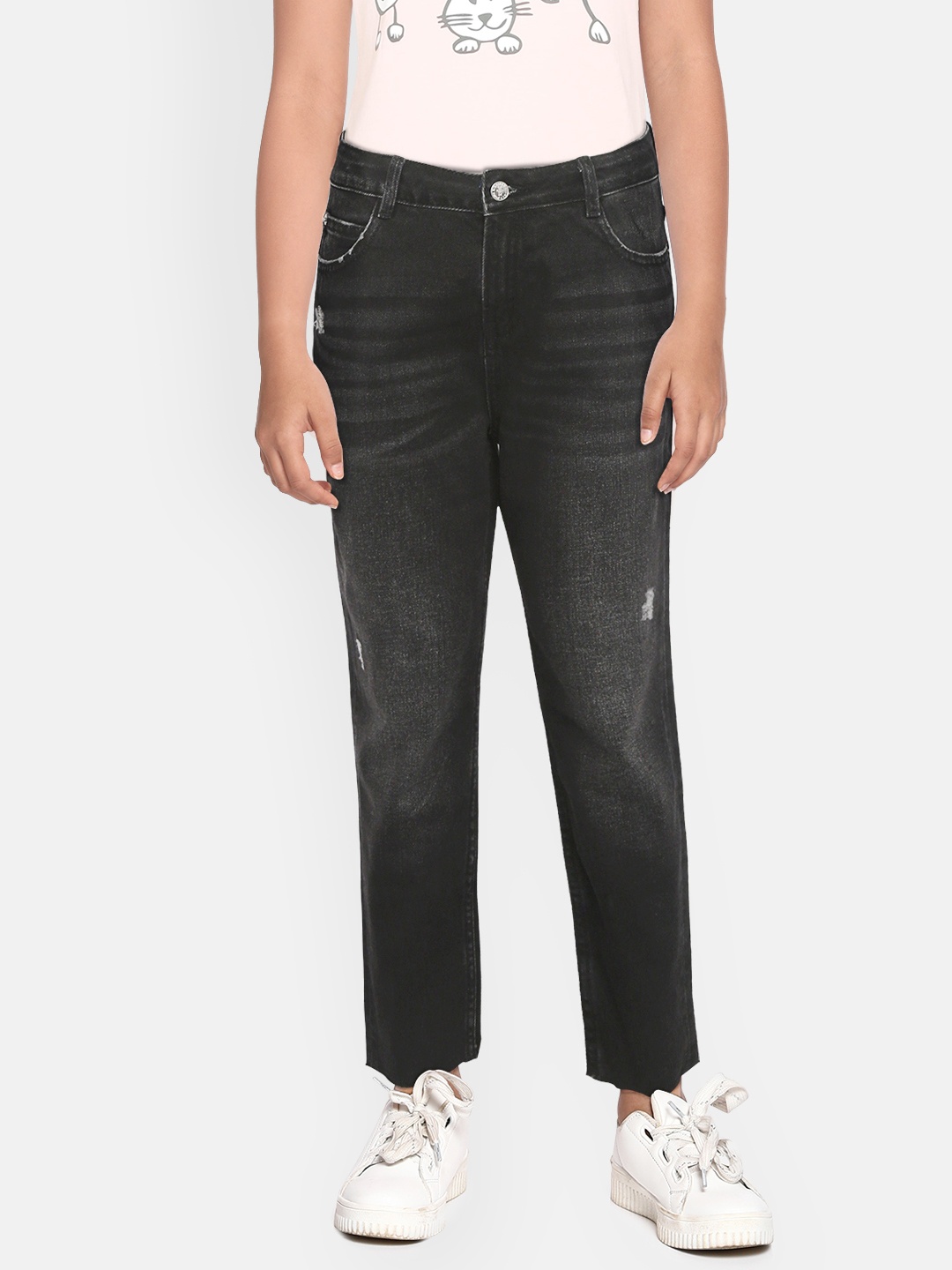 

Marks & Spencer Girls Black Mildly Distressed Light Fade Sustainable Jeans