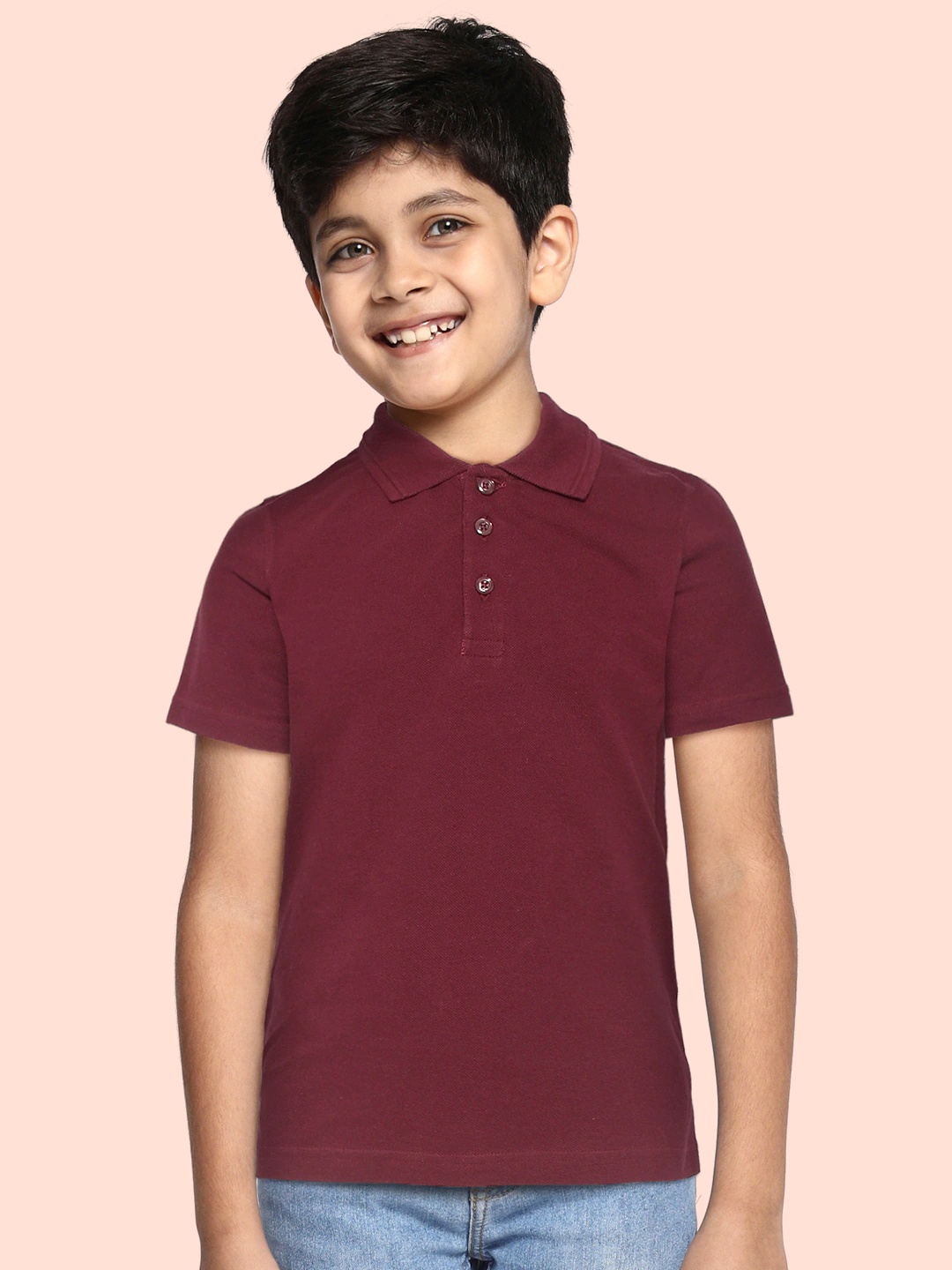 

Marks & Spencer Boys Burgundy Cotton Polo Collar Sustainable T-shirt