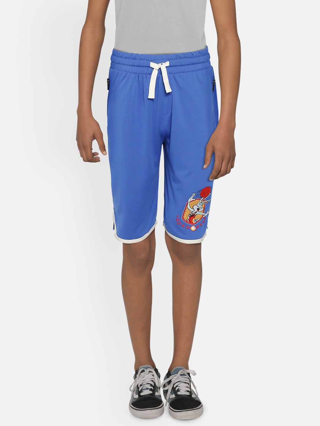 

Marks & Spencer Boys Blue Solid Regular Shorts with Looney Tunes Embroidery