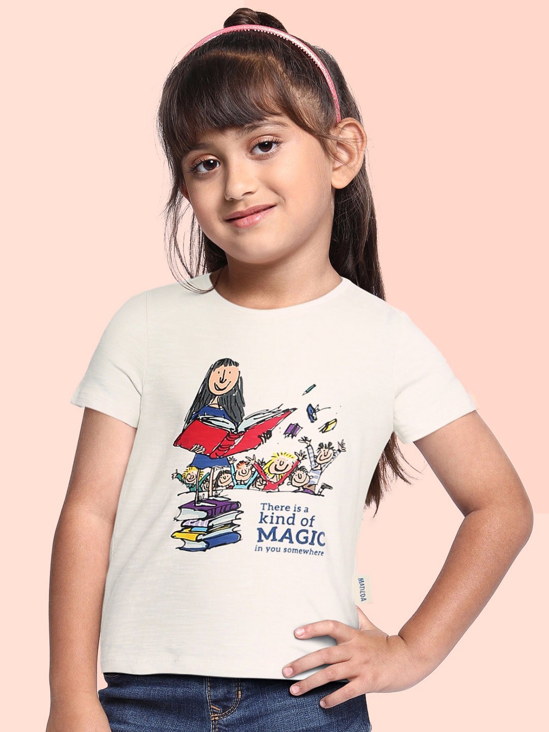 

Marks Spencer Girls White Red Matilda Print Pure Cotton T-shirt