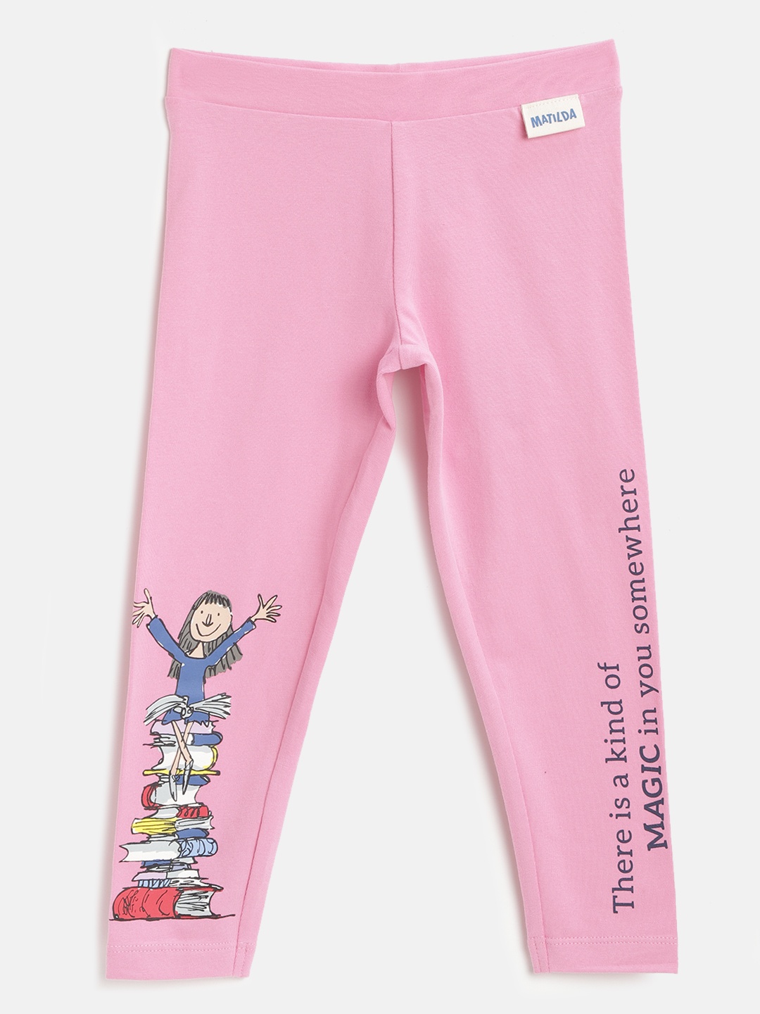 

Marks & Spencer Girls Pink & Navy Blue Matilda Print Sustainable Leggings