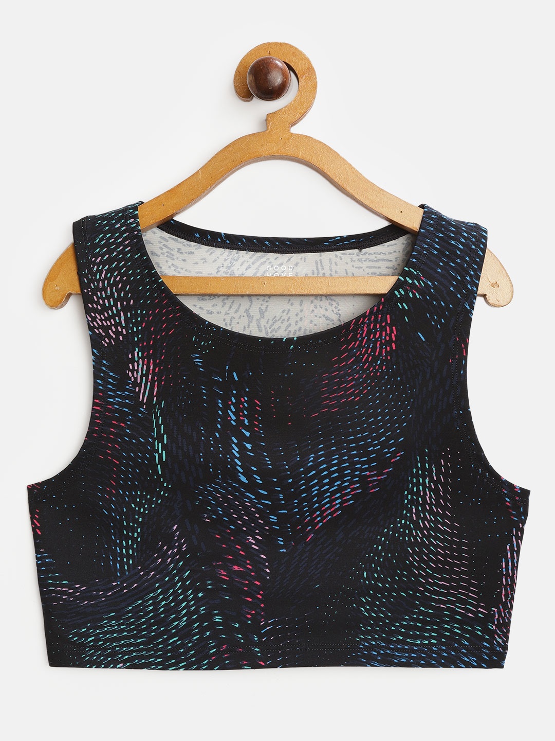 

Marks & Spencer Girls Black & Blue Abstract Print Moisture Wicking Tank Crop Top