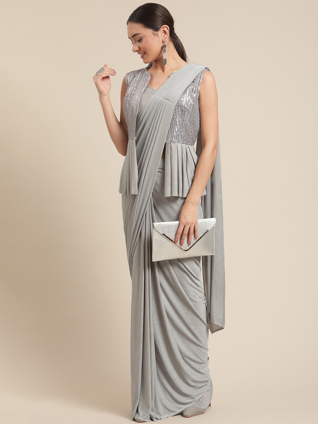 

Grancy Grey Ready to Wear Saree