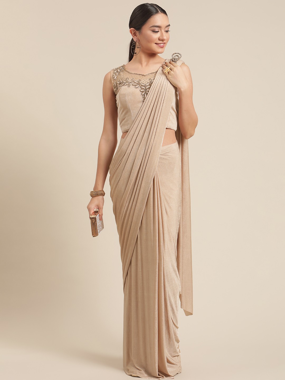 

Grancy Gold-Toned Ready to Wear Saree