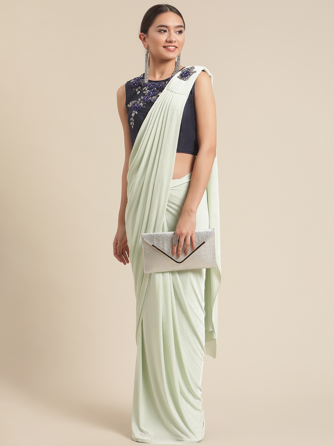 

Grancy Green Embroidered Ready to Wear Saree