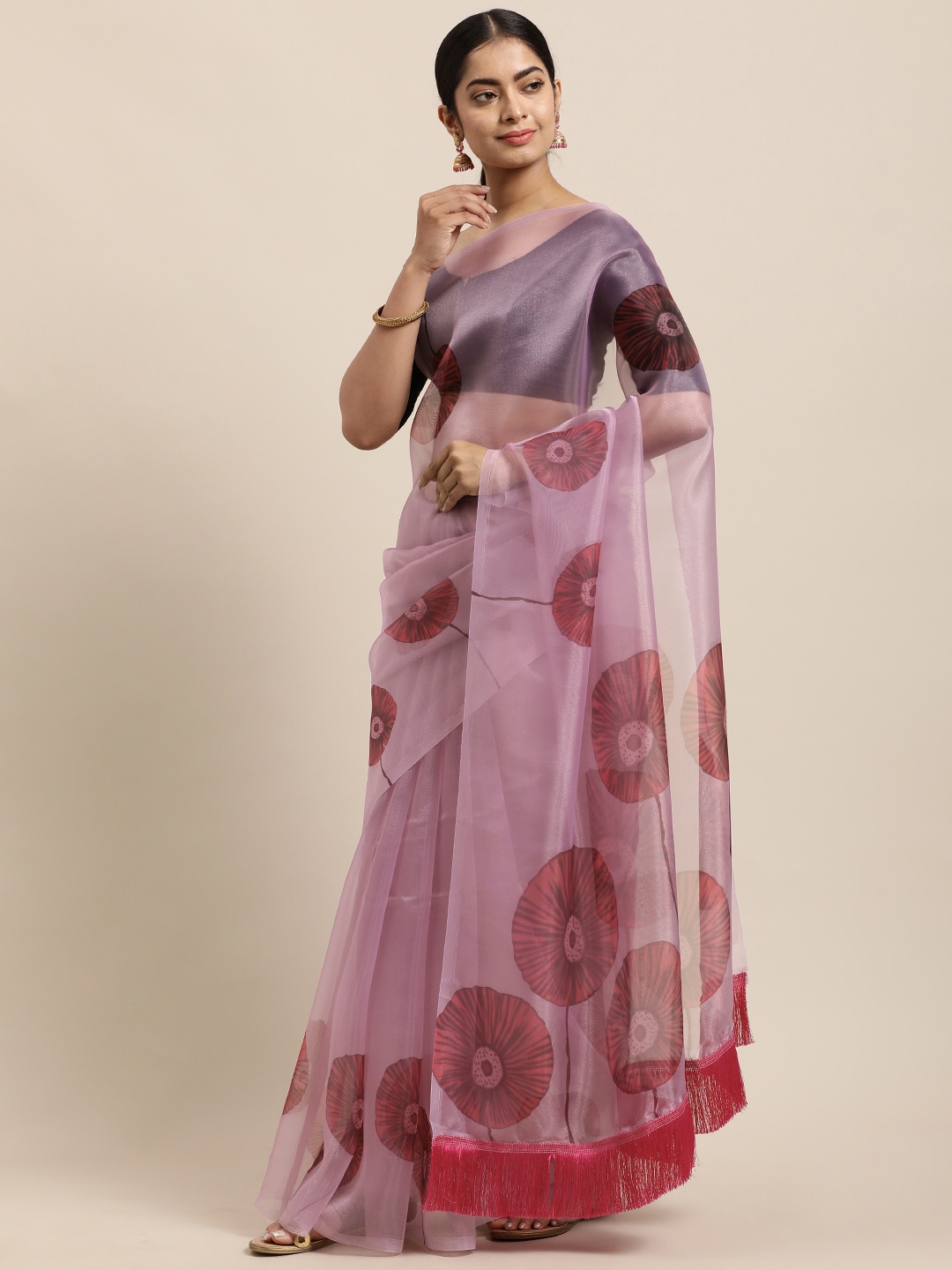 

Mitera Pink Organza Saree