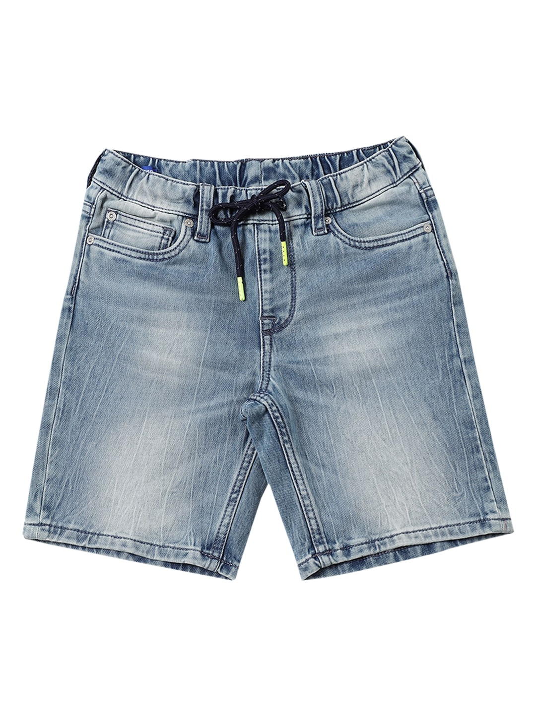 

Jack & Jones Boys Blue Washed Mid-Rise Denim Shorts
