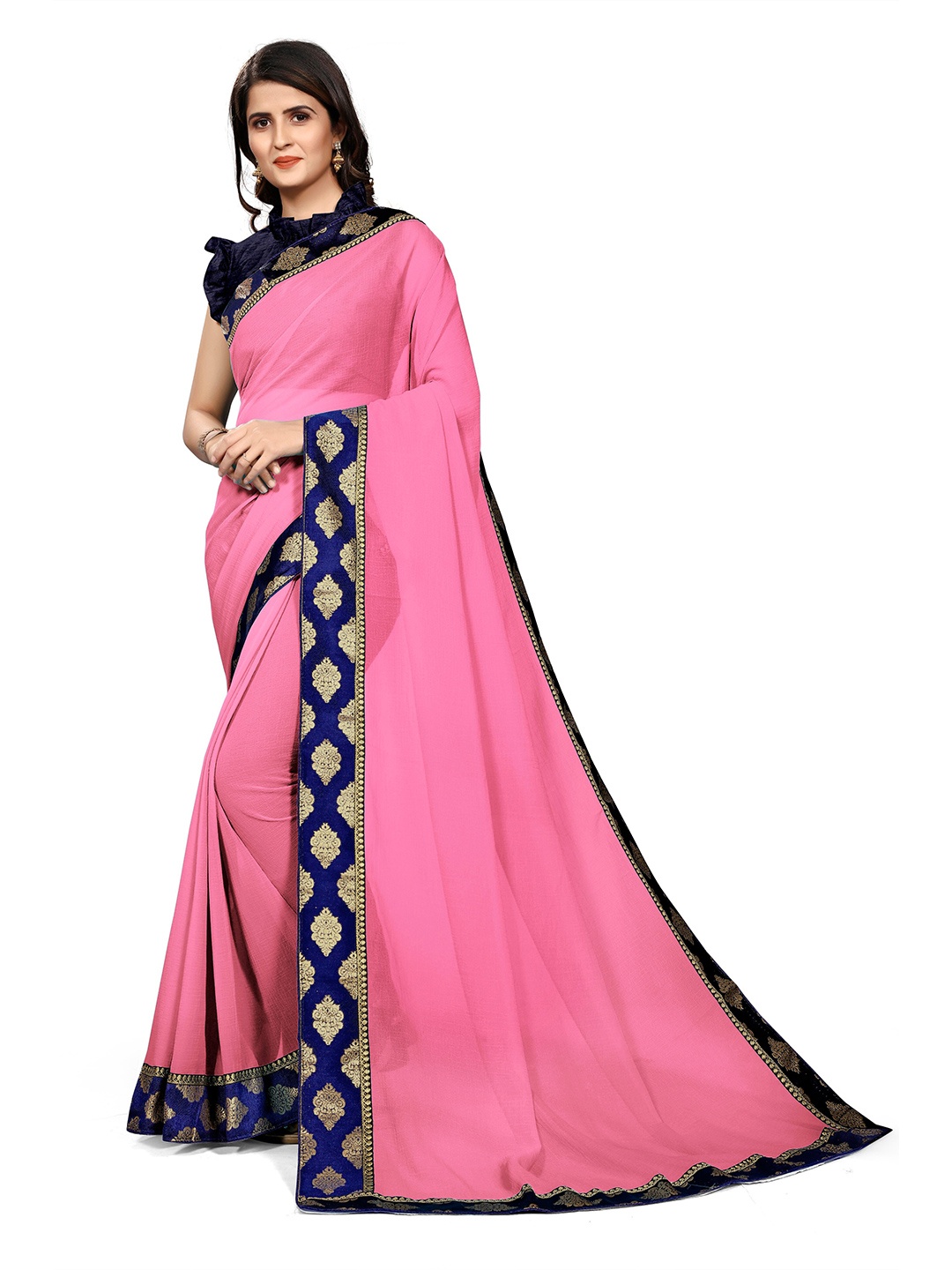 

KALINI Pink & Blue Saree