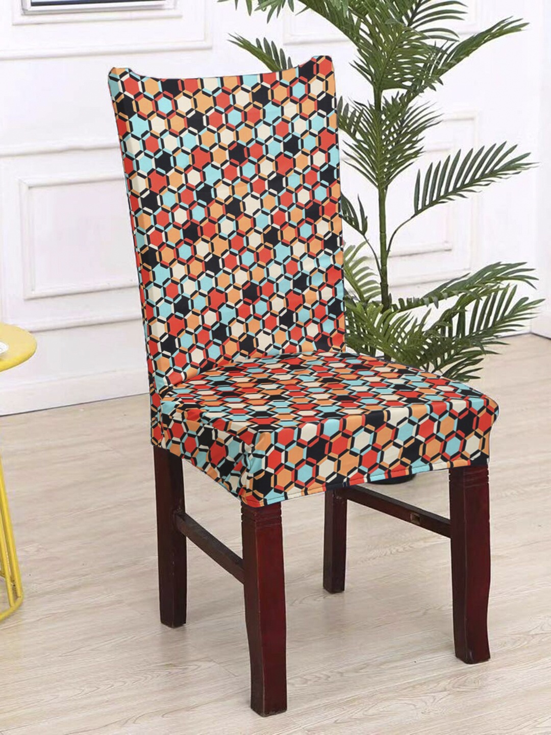 

HOSTA HOMES Black & Blue Printed Chair Cover