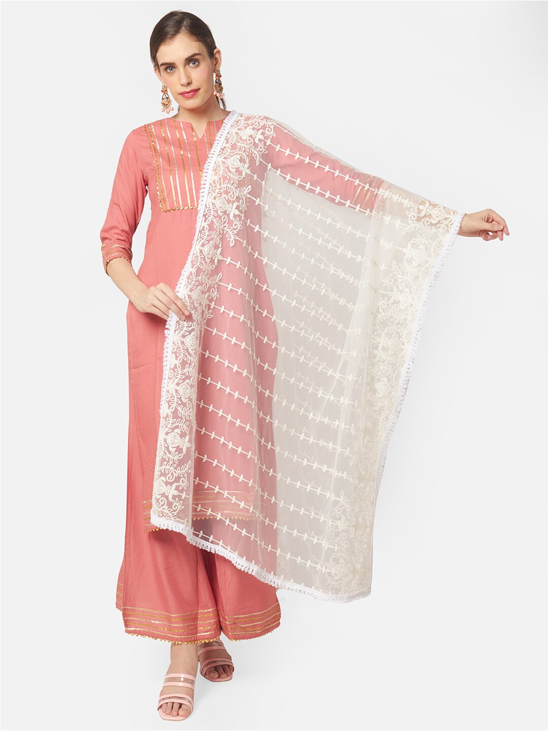 

Dupatta Bazaar White Embroidered Dupatta
