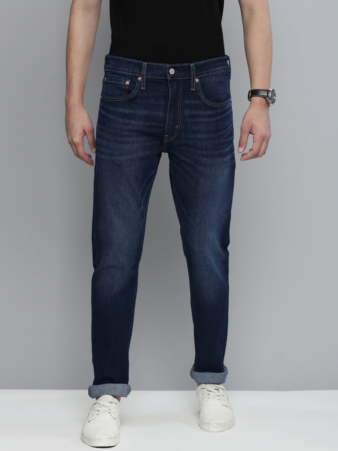 

Levis Men Blue Slim Tapered Fit Mid-Rise Light Fade Stretchable Jeans