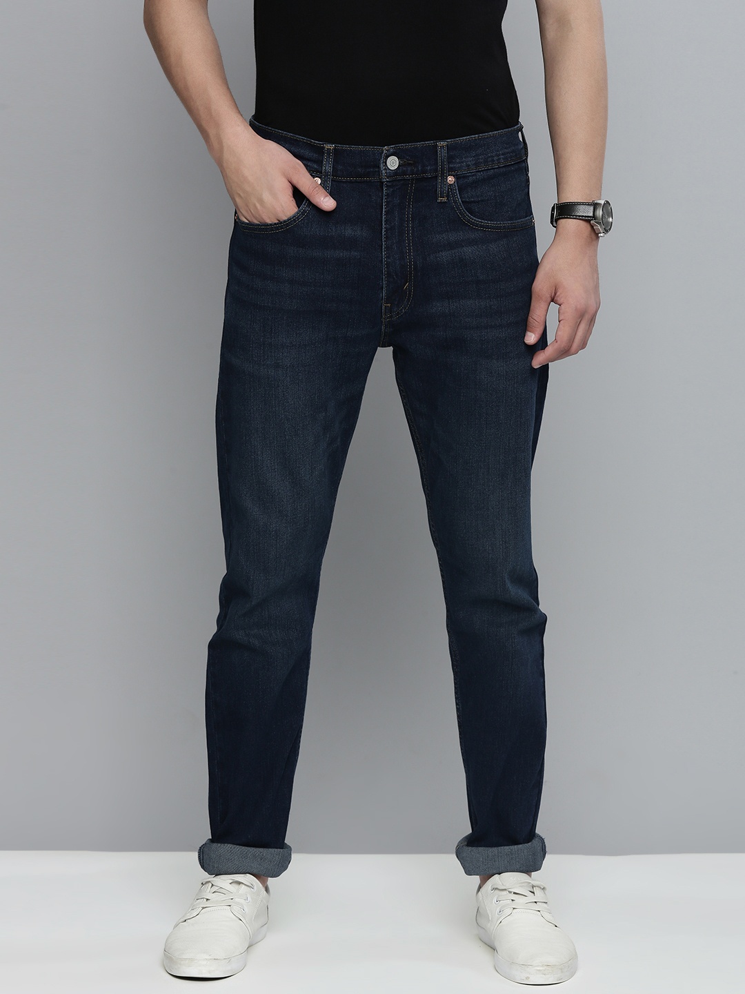 

Levis Men Blue Slim Tapered Fit Mid-Rise Light Fade Stretchable Jeans