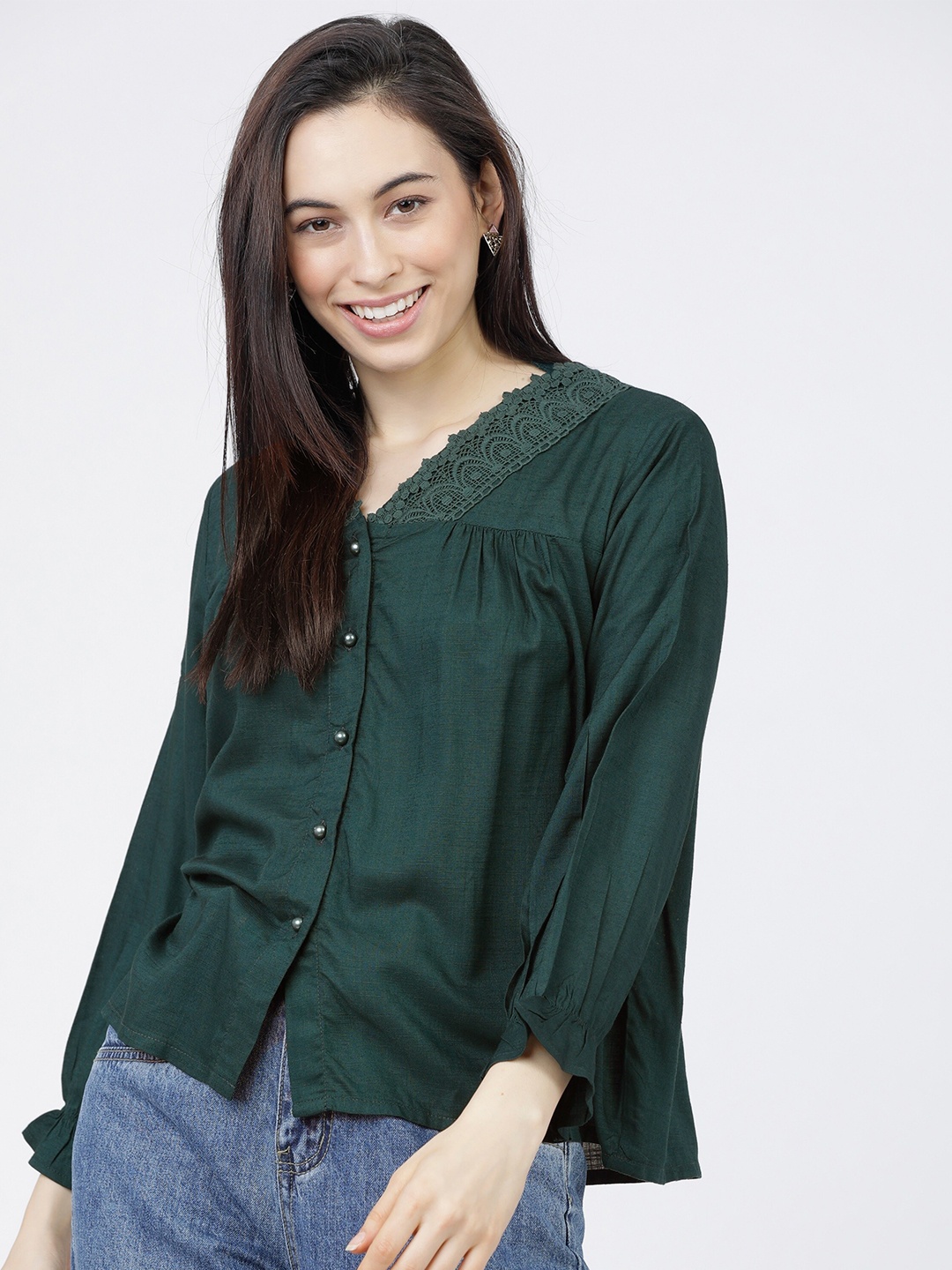 

Tokyo Talkies Green Shirt Style Top
