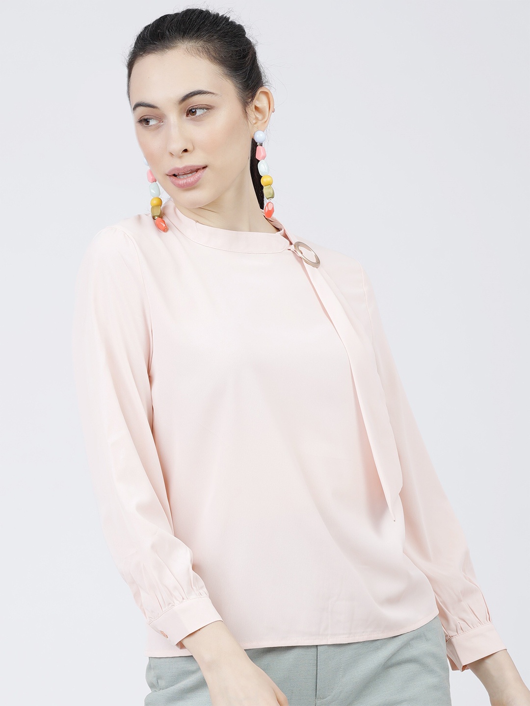 

Tokyo Talkies Nude-Coloured Regular Top