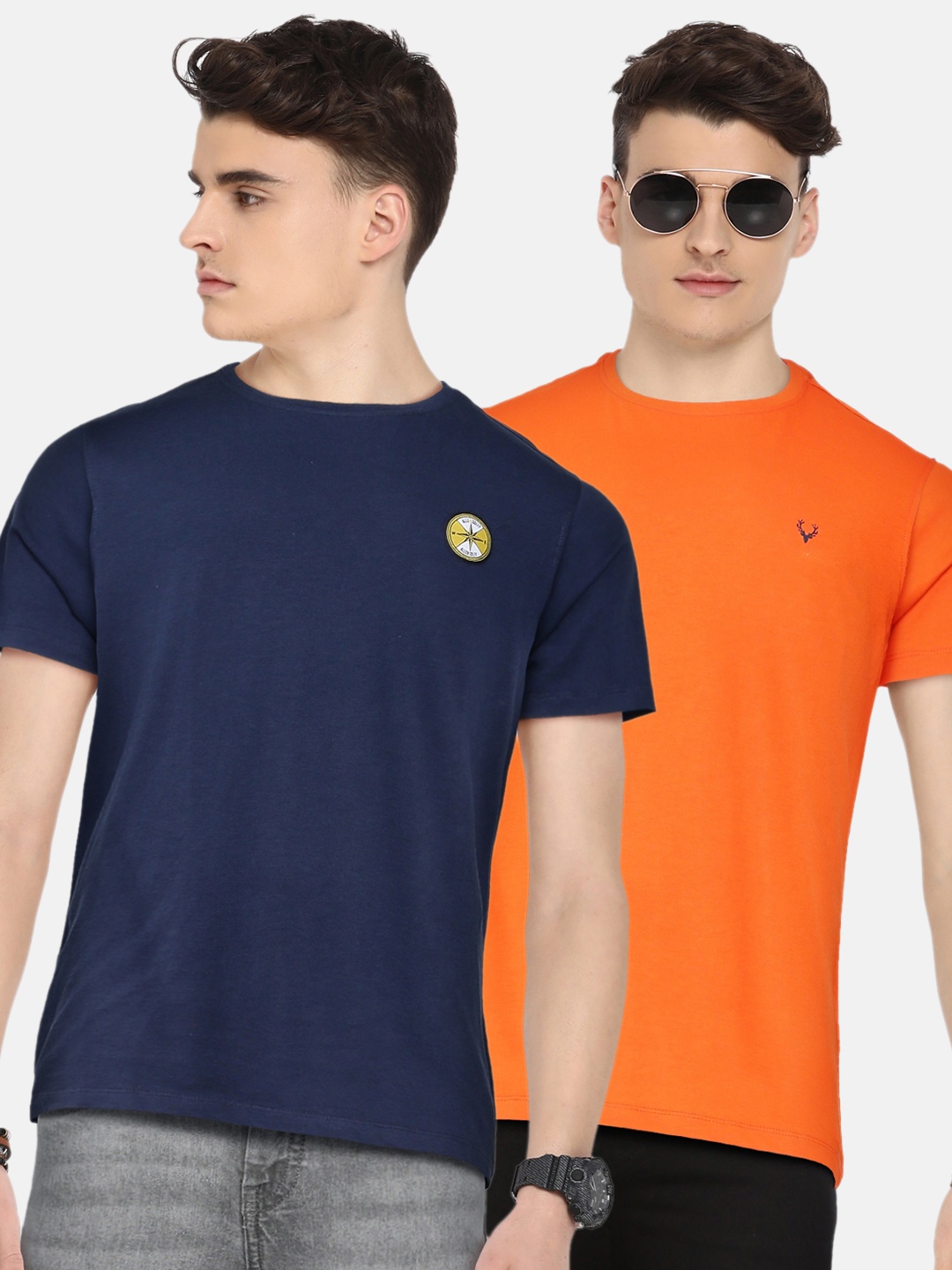 

Allen Solly Junior Boys Set of 2 Solid Round Neck Pure Cotton T-shirts, Orange