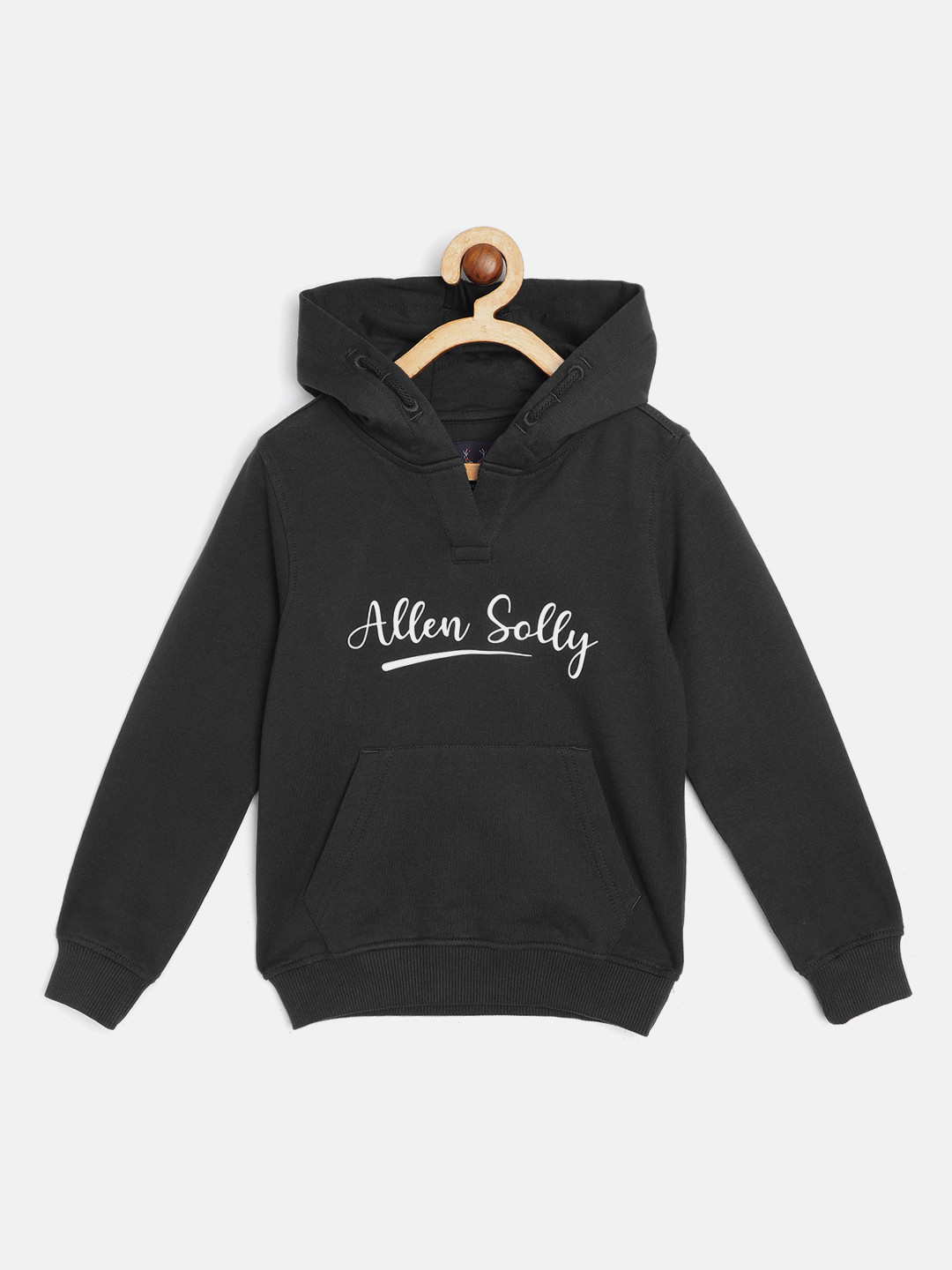 

Allen Solly Junior Girls Black & White Brand Logo Print Hooded Sweatshirt