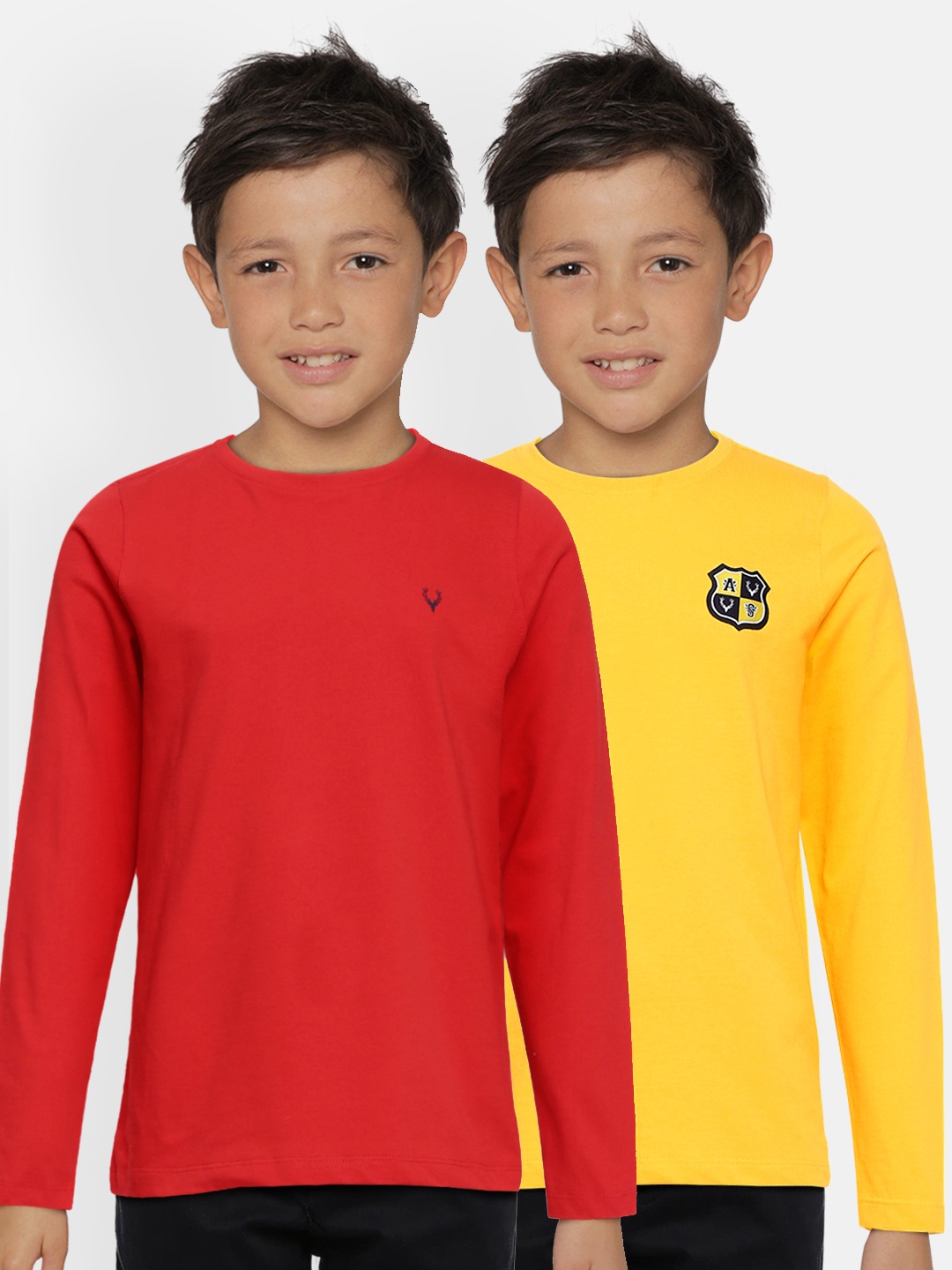 

Allen Solly Junior Boys Set of 2 Solid Round Neck Pure Cotton T-shirts, Red