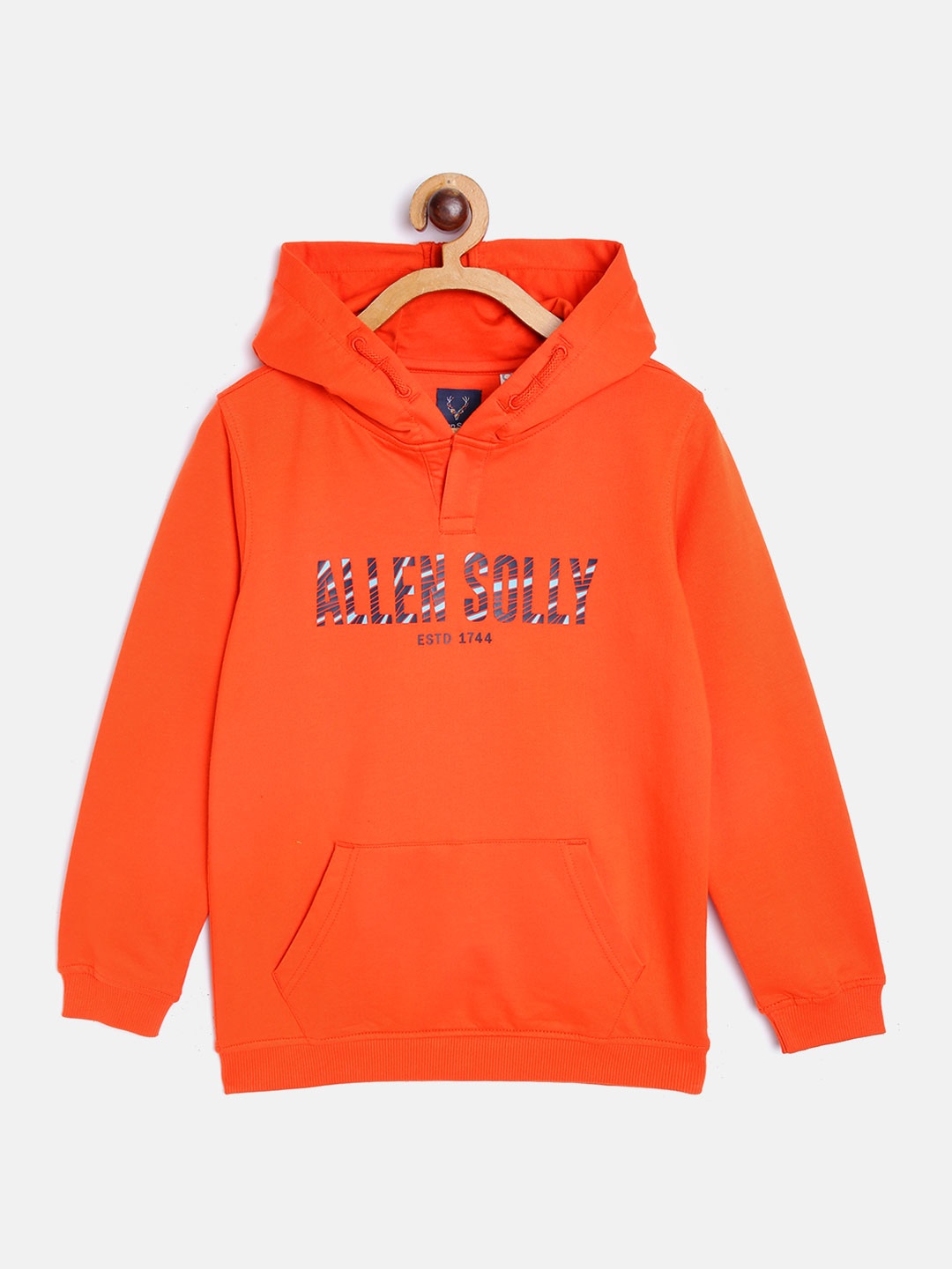

Allen Solly Junior Boys Orange & Navy Brand Logo Print Hooded Sweatshirt