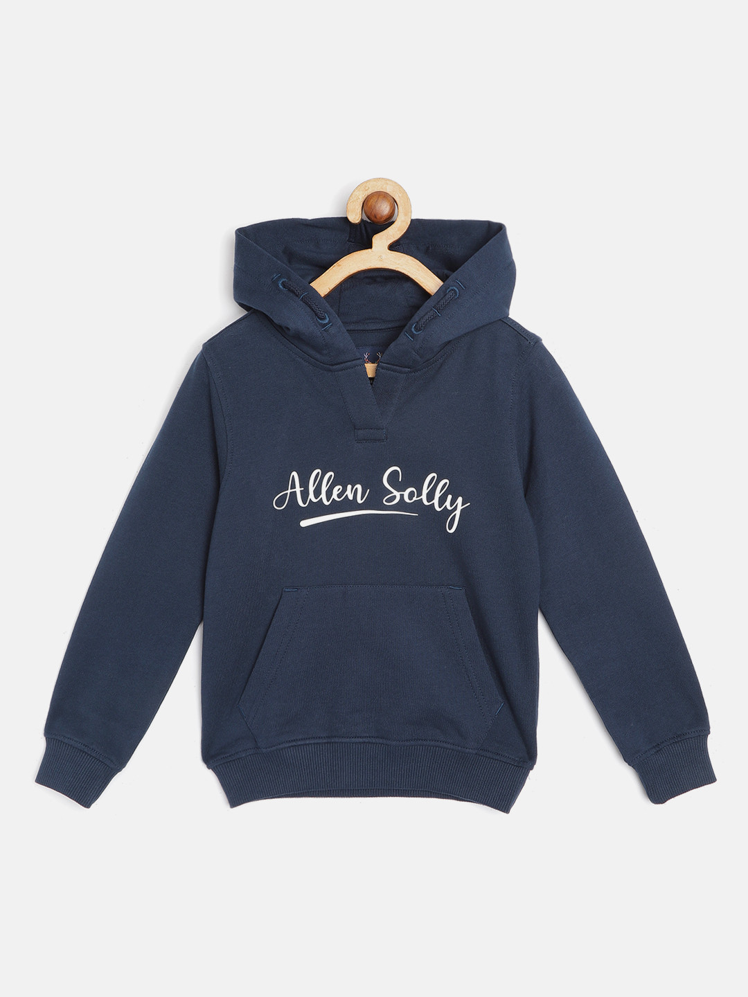 

Allen Solly Junior Girls Navy Blue & White Cotton Brand Logo Print Hooded Sweatshirt