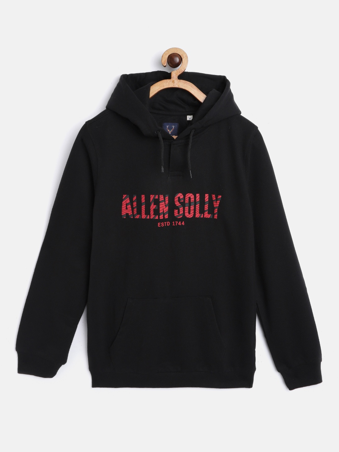 

Allen Solly Junior Boys Black Brand Logo Printed Hooded Sweatshirt