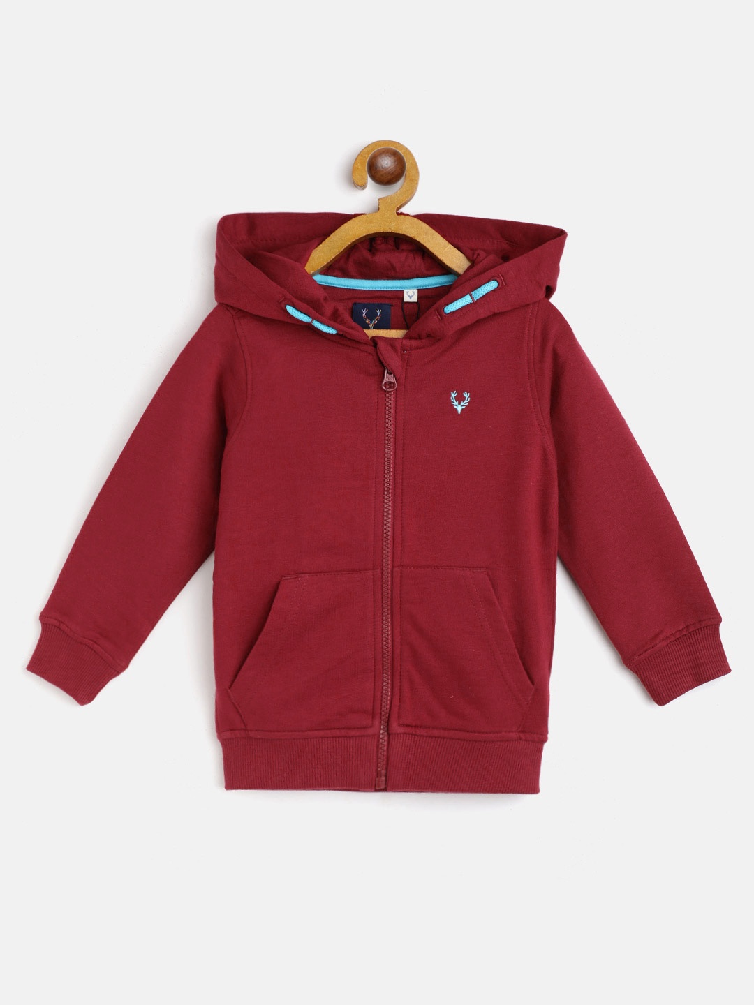 

Allen Solly Junior Boys Maroon Cotton Solid Hooded Sweatshirt