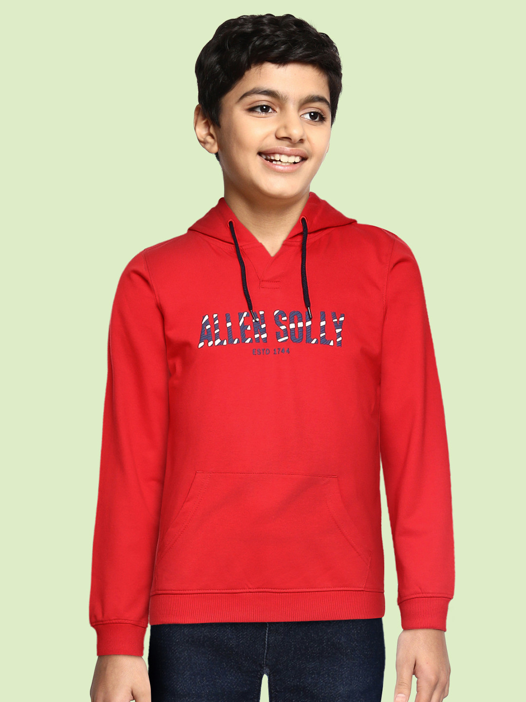 

Allen Solly Junior Boys Red & Navy Brand Logo Print Hooded Sweatshirt