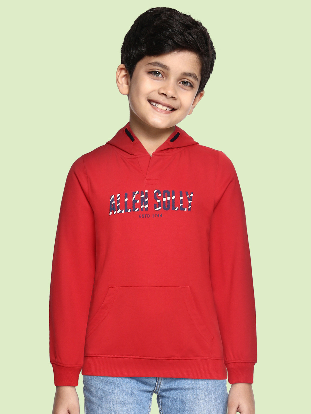 

Allen Solly Junior Boys Red & Navy Brand Logo Print Hooded Sweatshirt