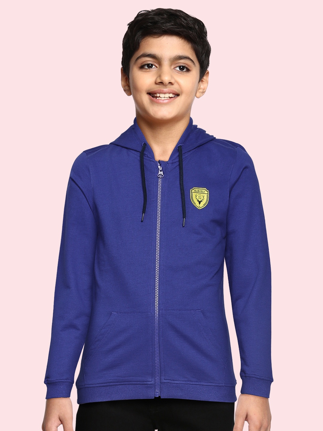 

Allen Solly Junior Boys Blue Pure Cotton Solid Hooded Sweatshirt