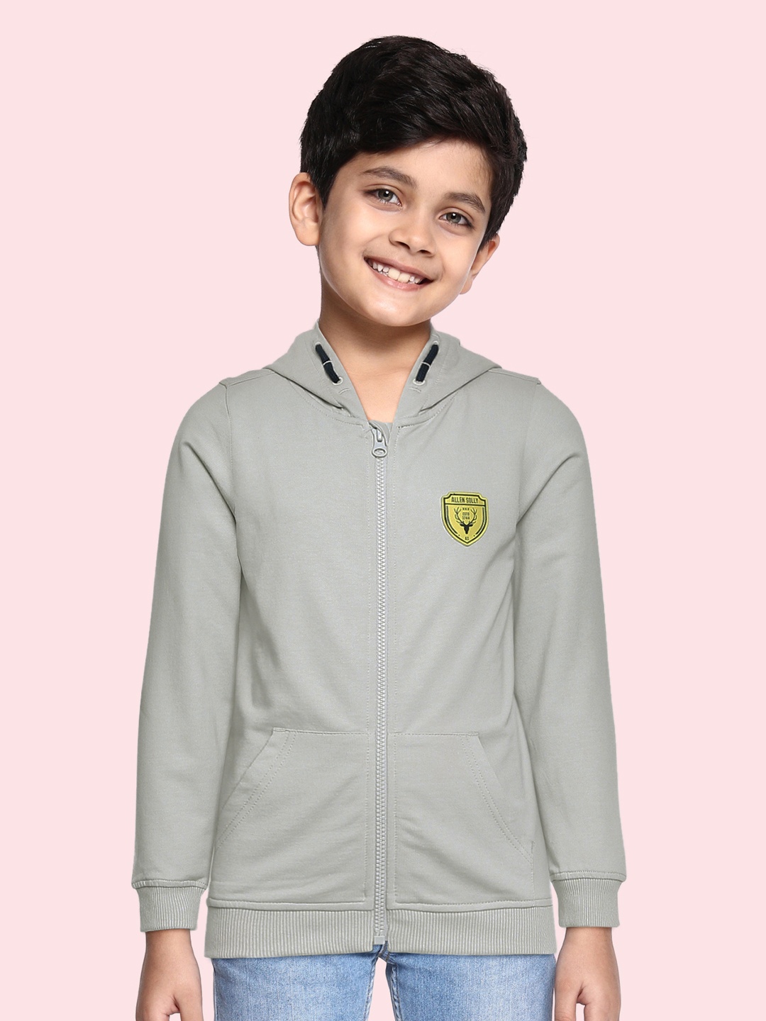 

Allen Solly Junior Boys Grey Pure Cotton Solid Hooded Sweatshirt
