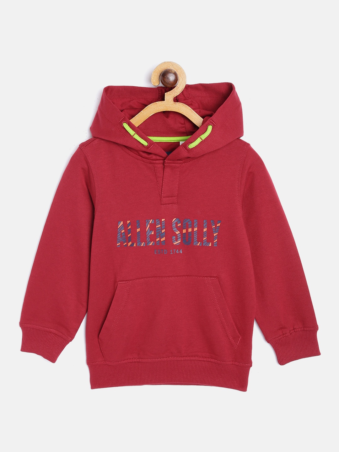 

Allen Solly Junior Boys Maroon & Navy Brand Logo Print Hooded Sweatshirt