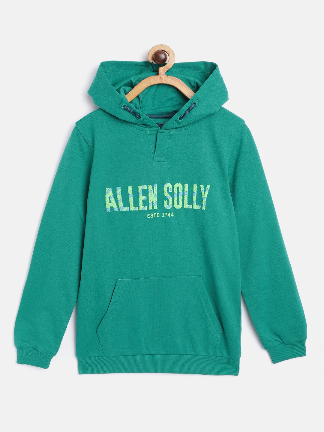 

Allen Solly Junior Boys Green Brand Logo Printed Hooded Sweatshirt
