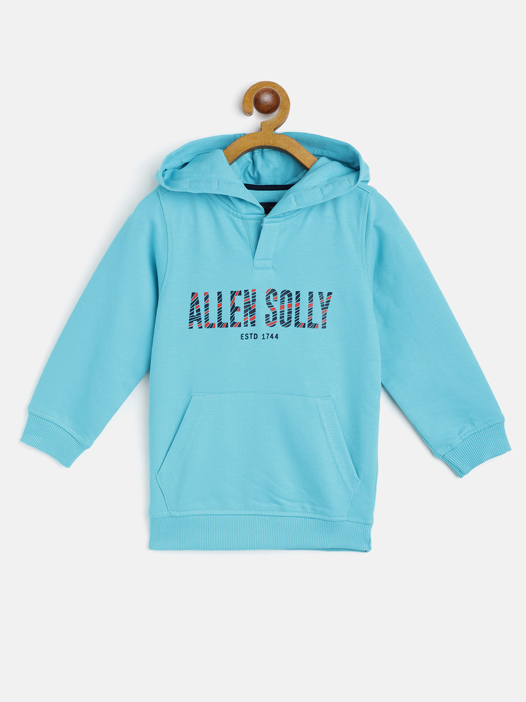 

Allen Solly Junior Boys Blue Cotton Brand Logo Print Hooded Sweatshirt