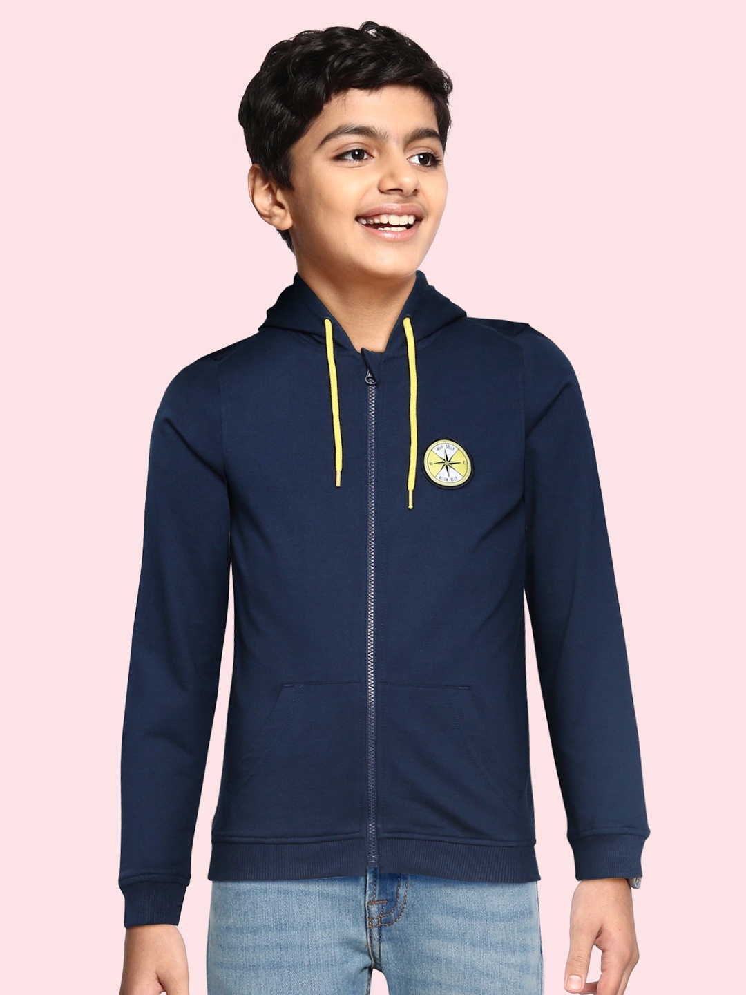 

Allen Solly Junior Boys Navy Blue Pure Cotton Solid Hooded Sweatshirt