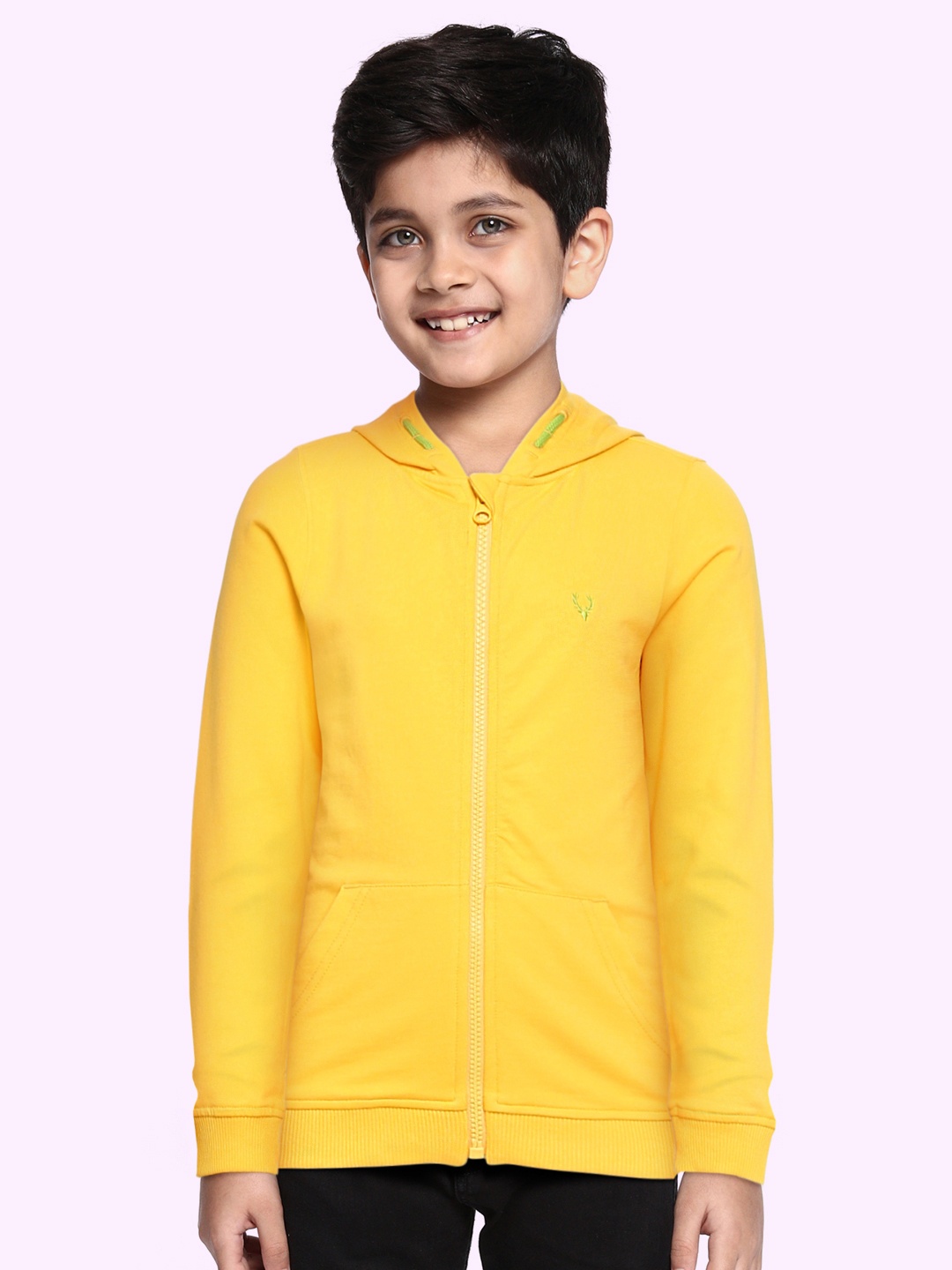 

Allen Solly Junior Boys Yellow Pure Cotton Solid Hooded Sweatshirt