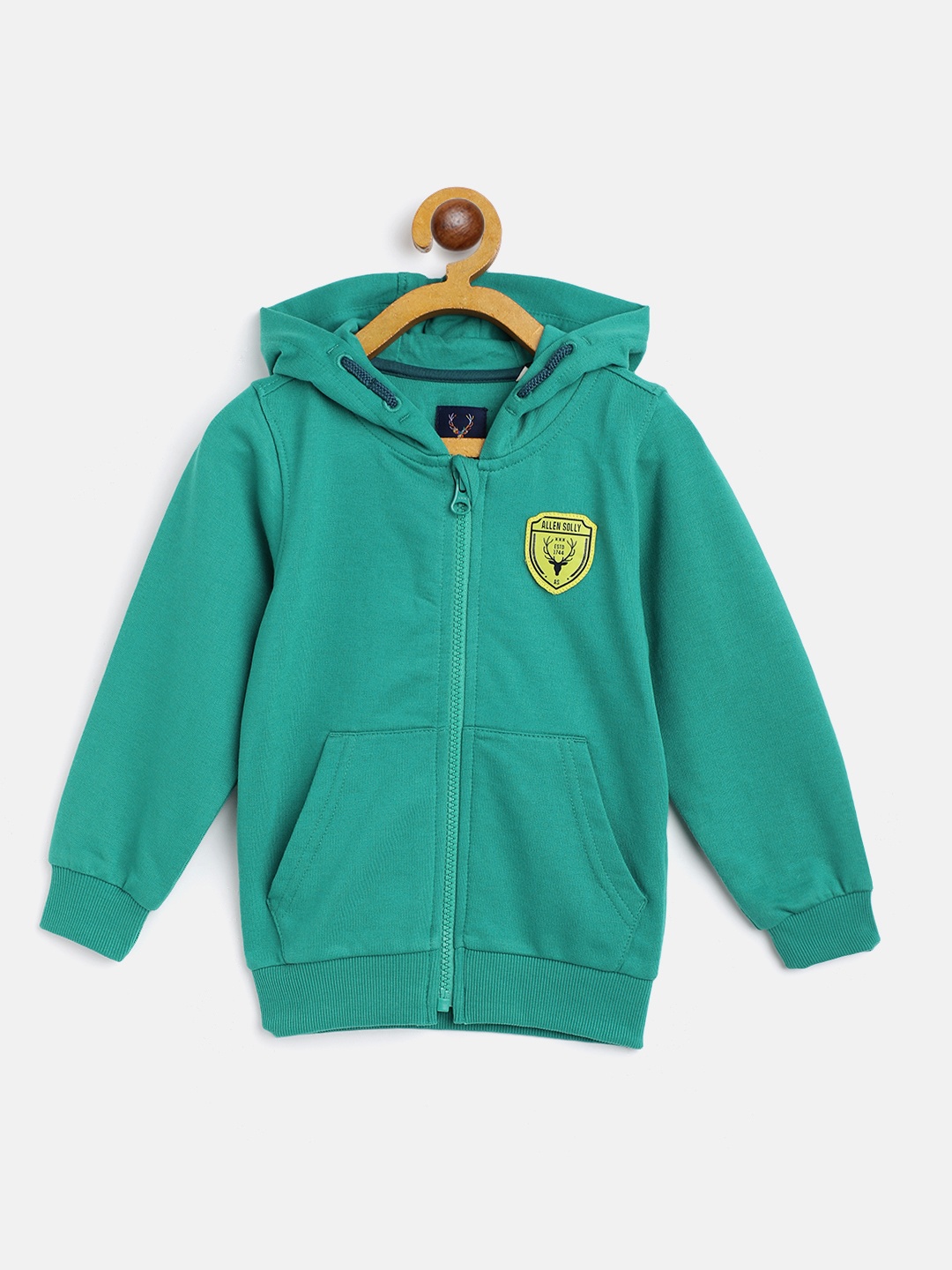 

Allen Solly Junior Boys Sea Green Solid Hooded Sweatshirt