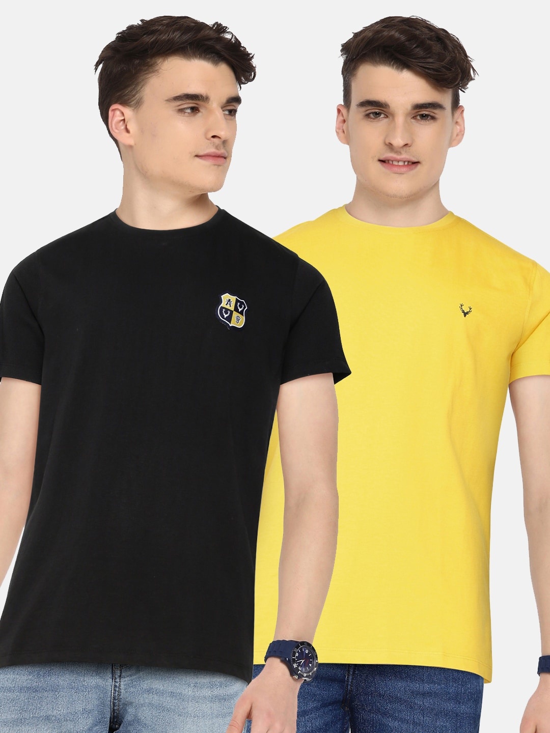 

Allen Solly Junior Boys Set of 2 Solid Pure Cotton T-shirts, Black